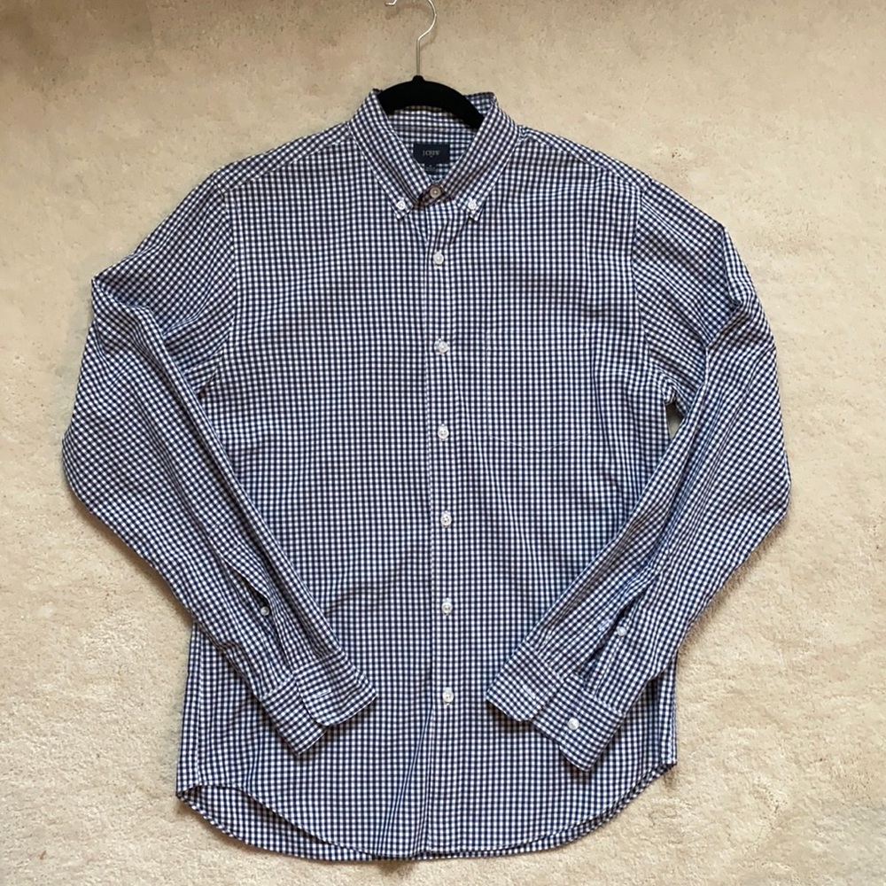 J. Crew Oxford Button Down, sz Med, blue & white